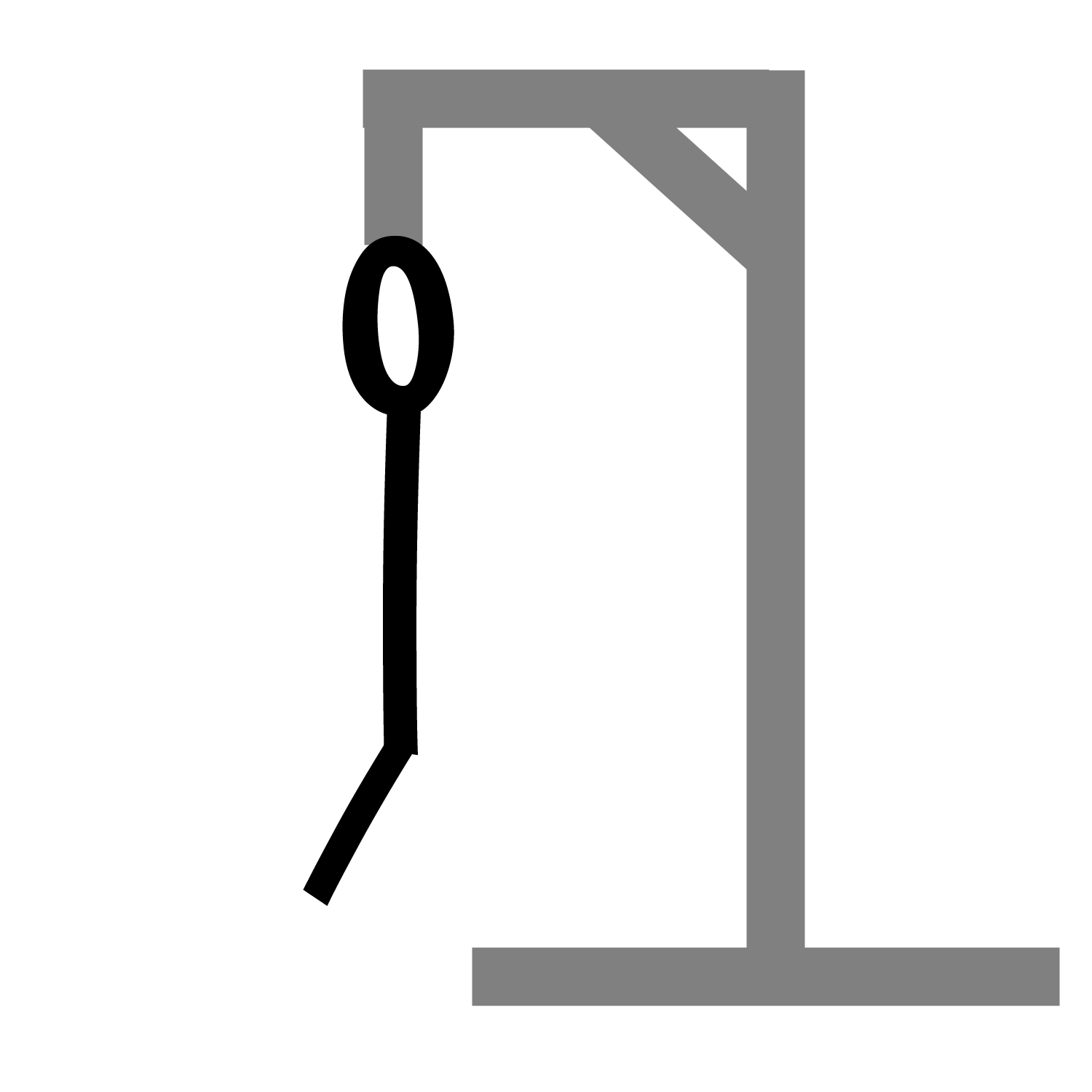 Hangman gallows with head, body, and 1 leg