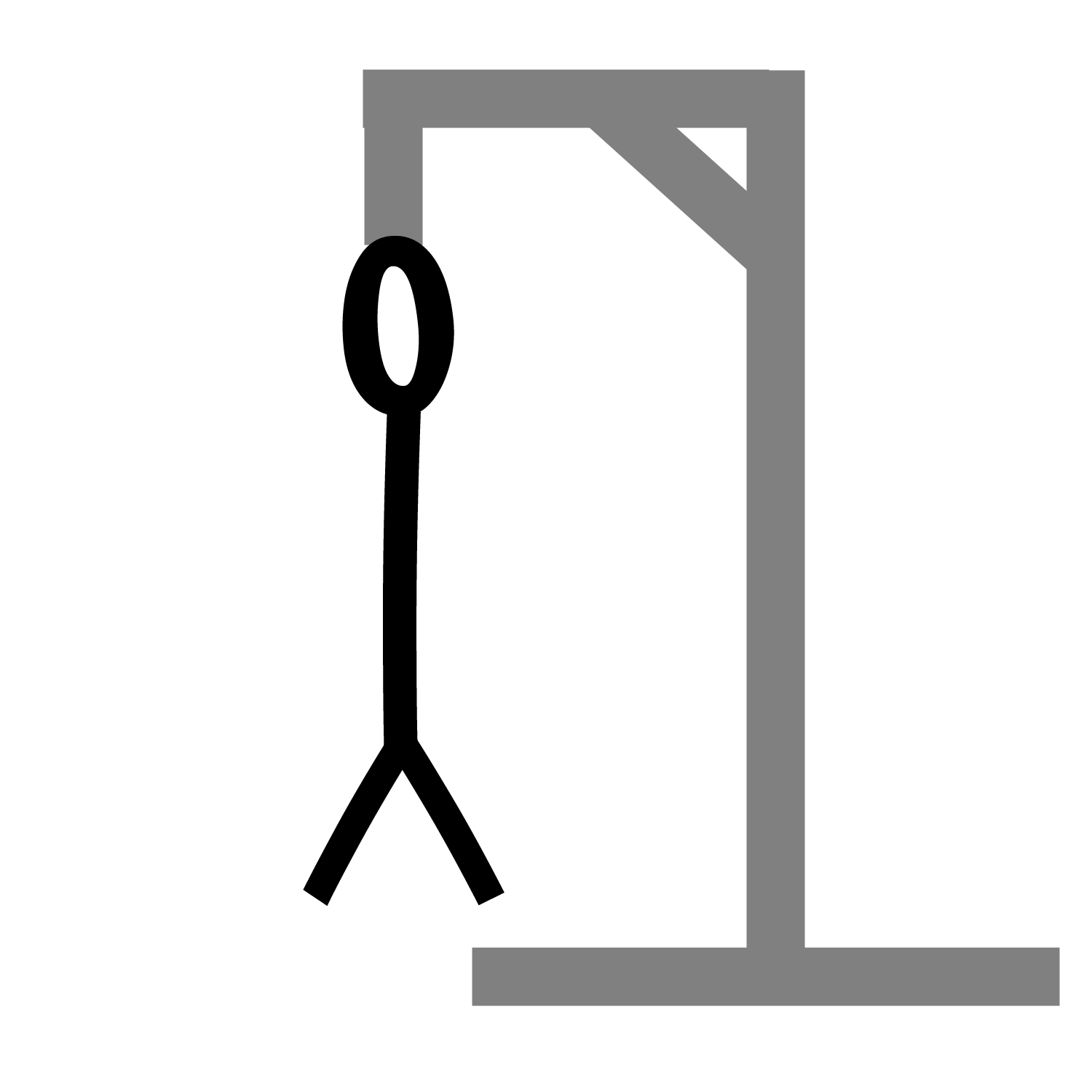 Hangman gallows with head, body, and 2 legs