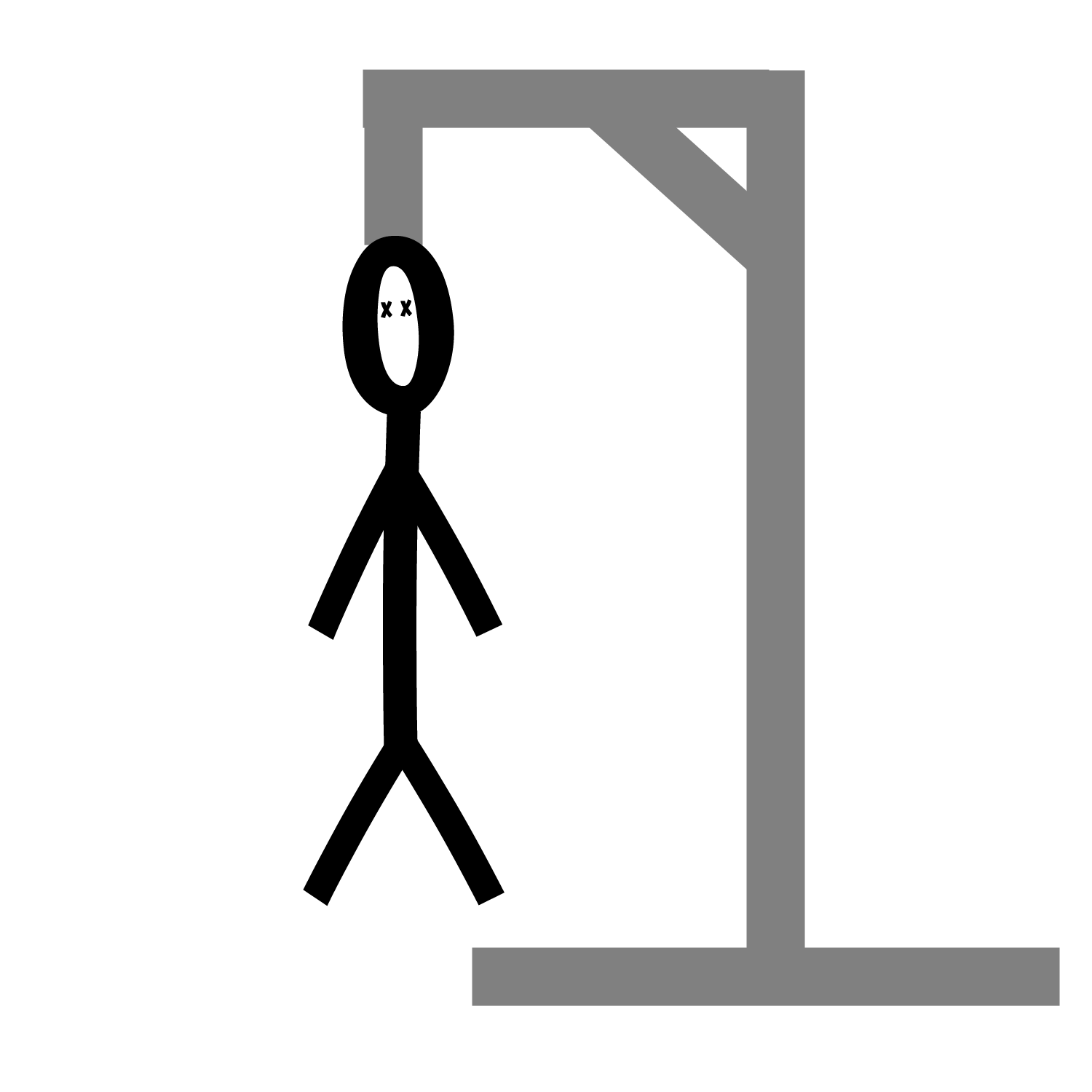 Hangman gallows with head, body, 2 legs, and 2 arms